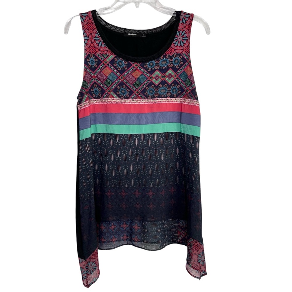 Desigual Boho Geometric Tunic Tank Top‎ Medium